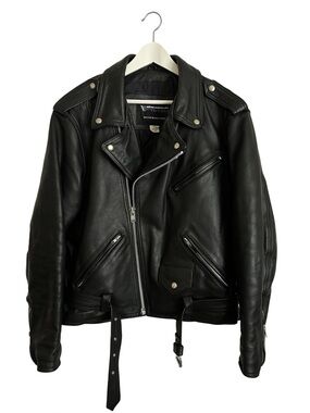 Protech Performance Leather Black Motorcycle Jacket Men’s Large